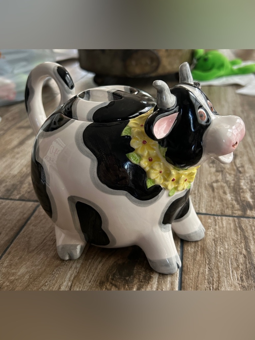 Vtg 1980s Cow Teapot Japan Omnibus - Black & White Ceramic Glazed